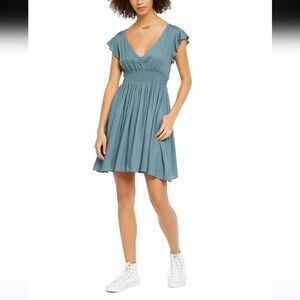 Roxy Gracefully Floating Seafoam Flutter Sleeve Dress